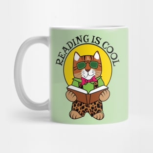 Reading is Cool Tiger Cat Mug